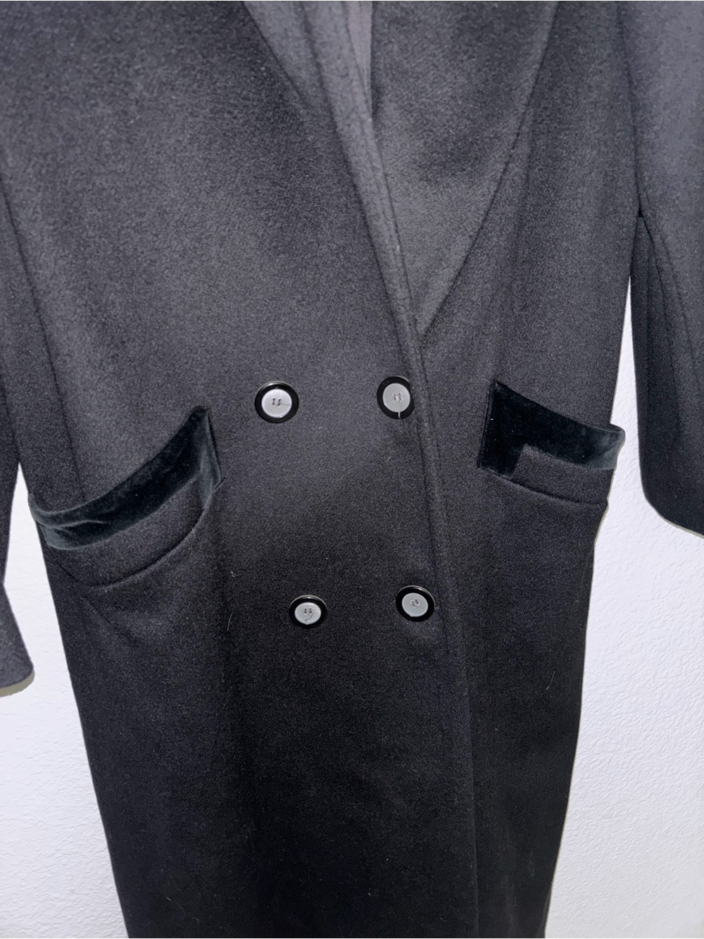 Vintage Cathy-Jo Black Wool Maxi Coat Velvet Collar Made in USA M/L - Picture 4 of 8